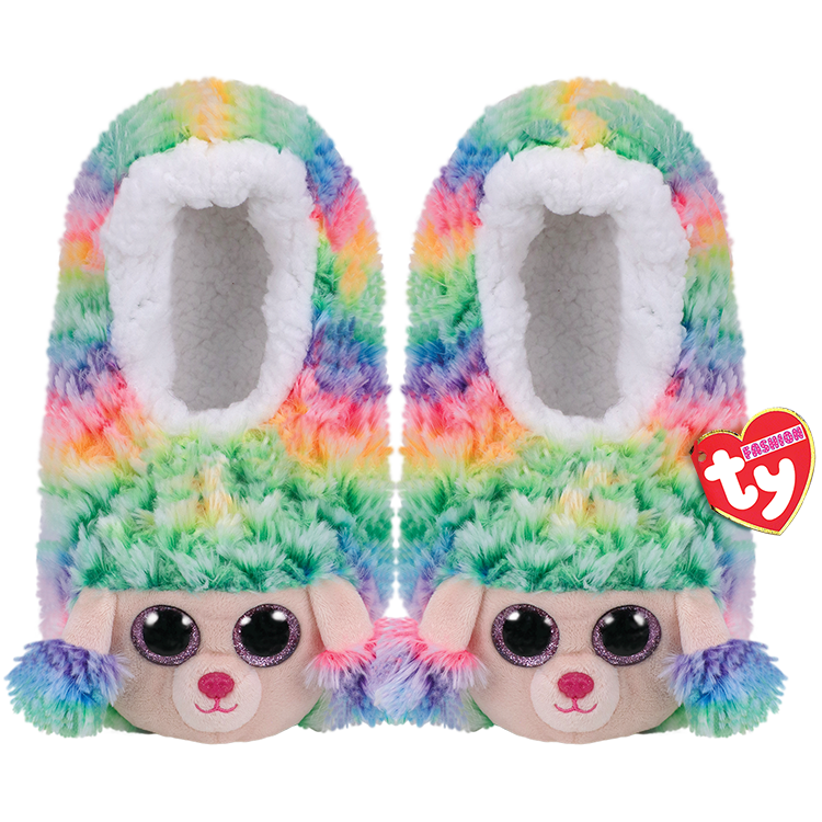TY Beanie Boo Slides Sandals Rainbow multi color poodle Lrg Size 9 1/2" long 
