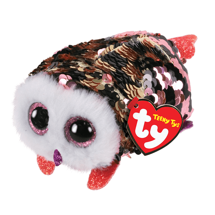 Ty 2019 FLIPPABLES ~ CHECKS the Owl 3" Key Clip Size Sequins Beanie Boos NEW 