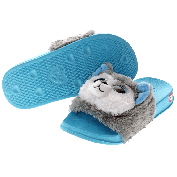 Sandals Slush gray blue husky Large Size TY Beanie Boo Slides 9 1/2" long 