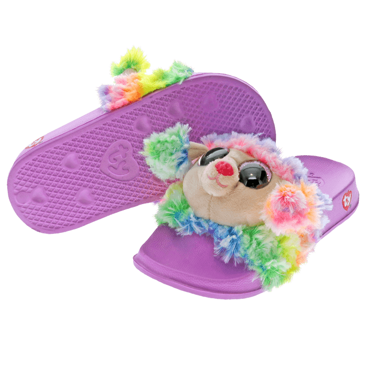 11-13 Ty RAINBOW Poodle Fashion Pool Slides Kids Children's Size 7.125"L Small 