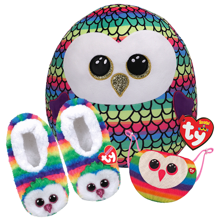 Owl Sleepover Bundle - Squish A Boo, Slippers And Mask