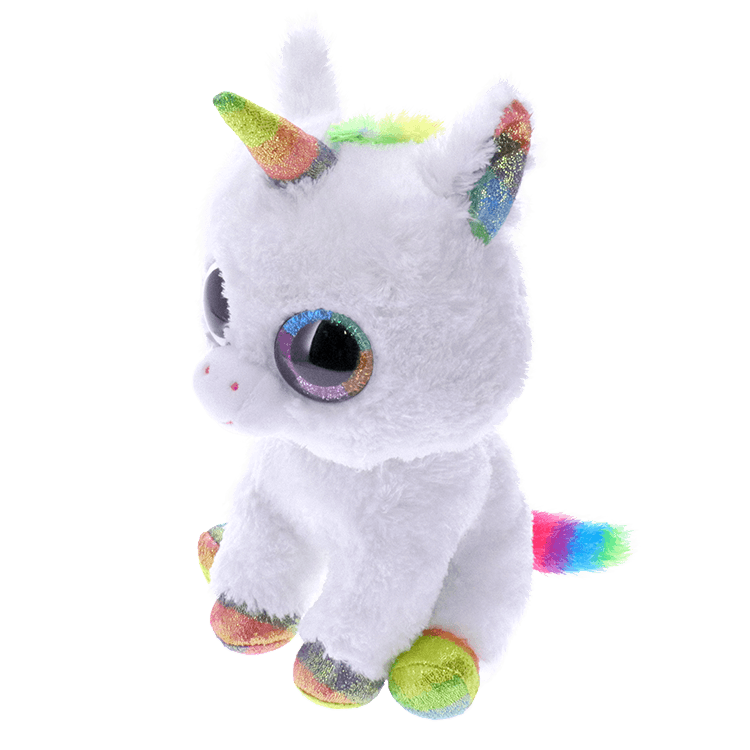 New 6" Pixy Ty Beanie Boos Unicorn White Colorful Glitter Stuffed Animals Toy 