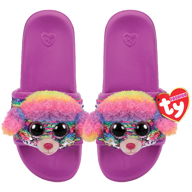 Rainbow - Poodle Reversible Sequin Pool Slides S/M/L :: Ty Store