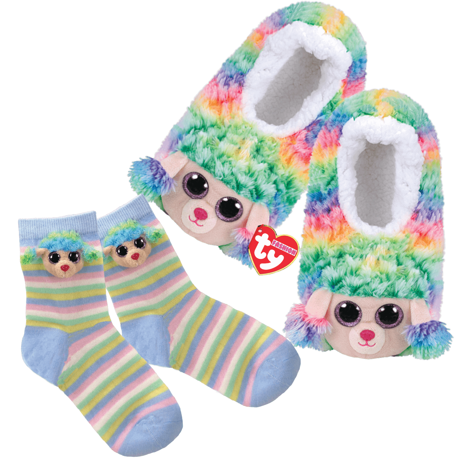 Rainbow Footwear Bundle - Socks And Large Slippers